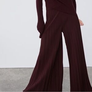 Zara Burgundy Pleated Pants NWT